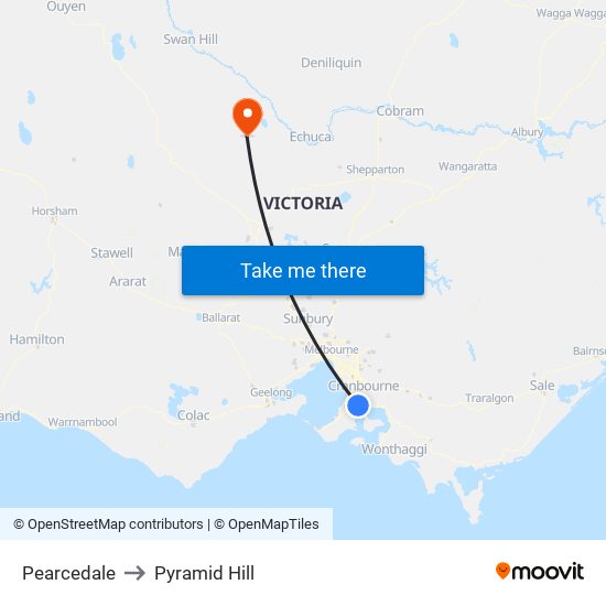 Pearcedale to Pyramid Hill map