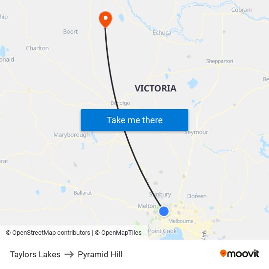 Taylors Lakes to Pyramid Hill map