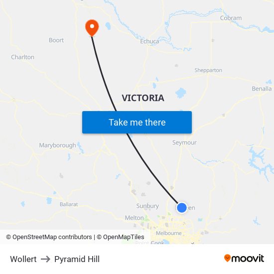 Wollert to Pyramid Hill map