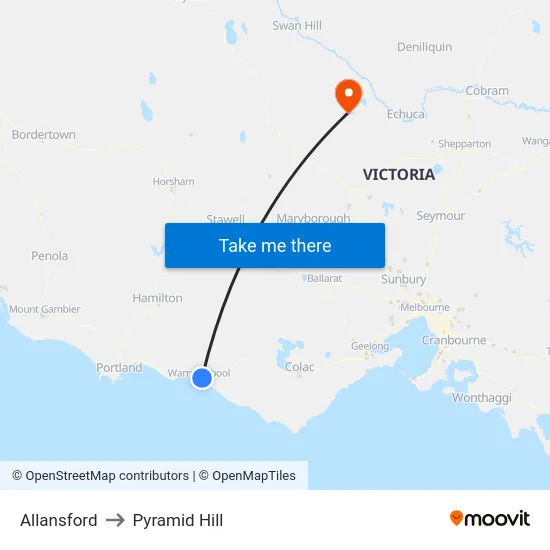 Allansford to Pyramid Hill map