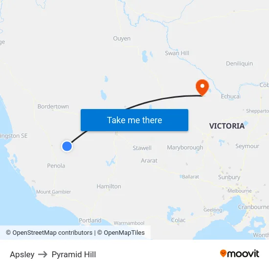 Apsley to Pyramid Hill map