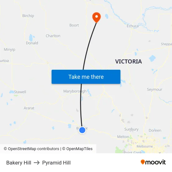 Bakery Hill to Pyramid Hill map