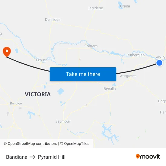 Bandiana to Pyramid Hill map