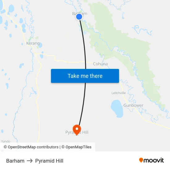Barham to Pyramid Hill map
