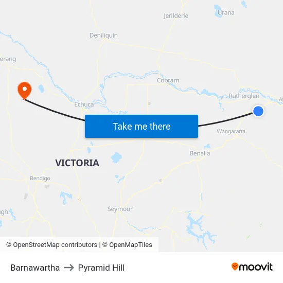 Barnawartha to Pyramid Hill map