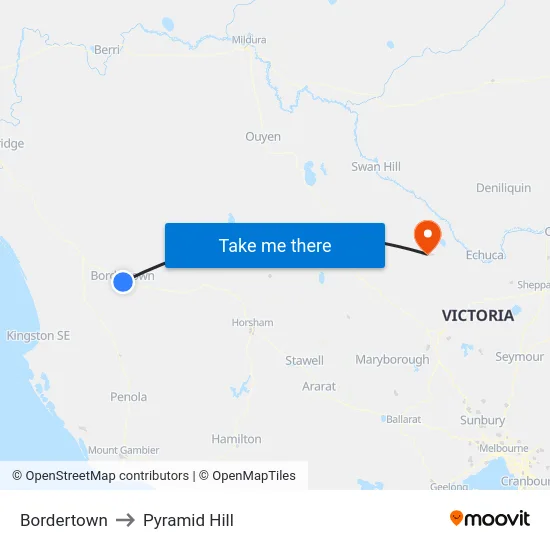 Bordertown to Pyramid Hill map