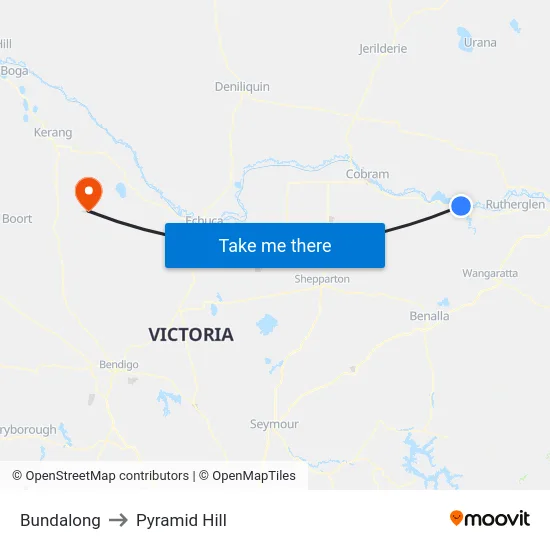 Bundalong to Pyramid Hill map