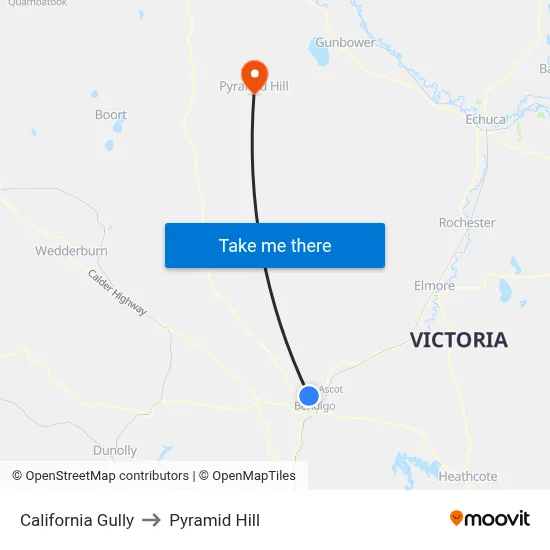 California Gully to Pyramid Hill map