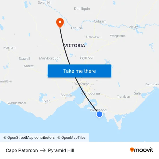 Cape Paterson to Pyramid Hill map