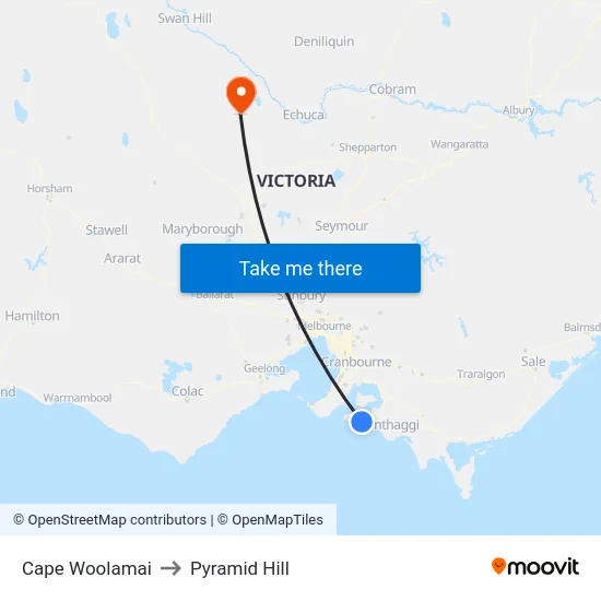 Cape Woolamai to Pyramid Hill map