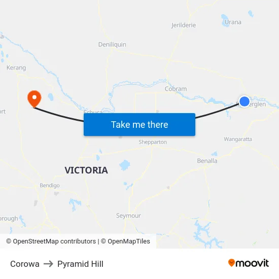 Corowa to Pyramid Hill map