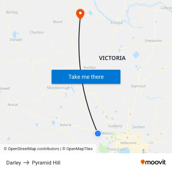 Darley to Pyramid Hill map