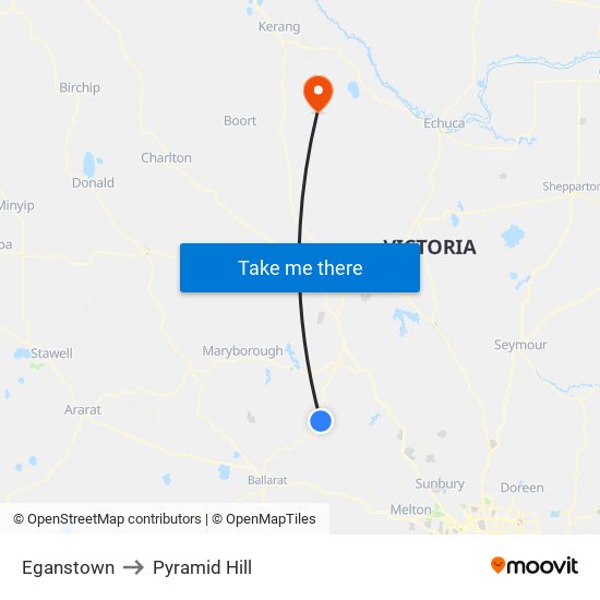 Eganstown to Pyramid Hill map