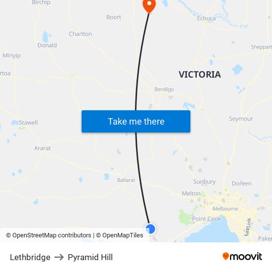 Lethbridge to Pyramid Hill map