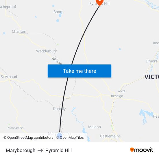 Maryborough to Pyramid Hill map