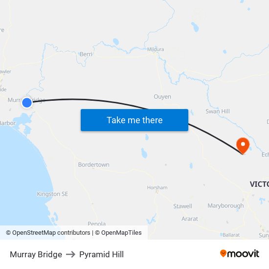 Murray Bridge to Pyramid Hill map