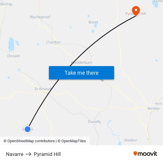 Navarre to Pyramid Hill map