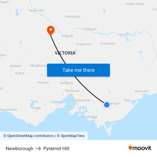 Newborough to Pyramid Hill map