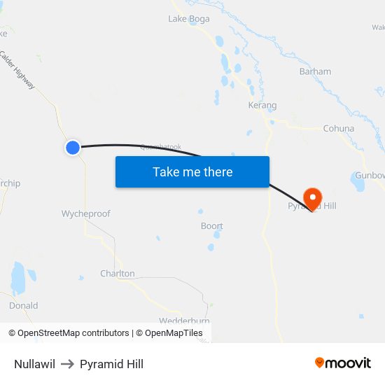 Nullawil to Pyramid Hill map