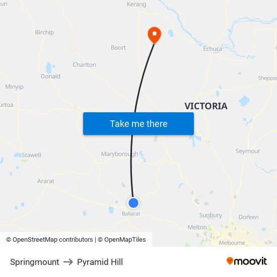 Springmount to Pyramid Hill map