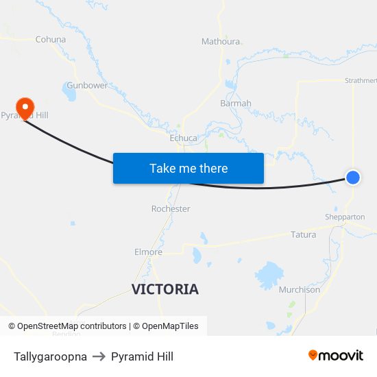 Tallygaroopna to Pyramid Hill map