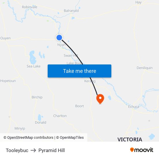 Tooleybuc to Pyramid Hill map