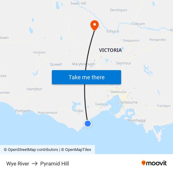 Wye River to Pyramid Hill map