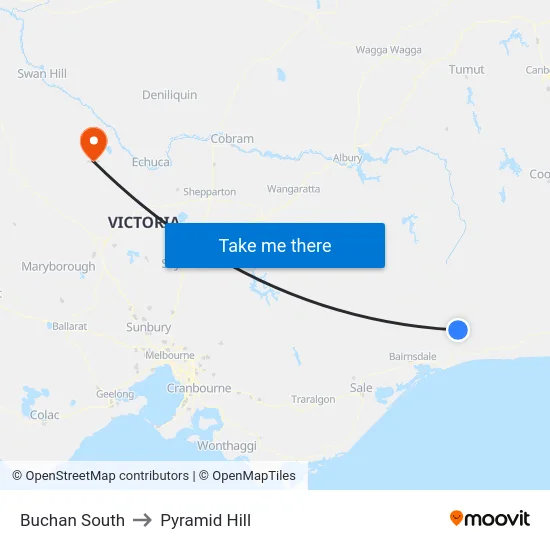 Buchan South to Pyramid Hill map