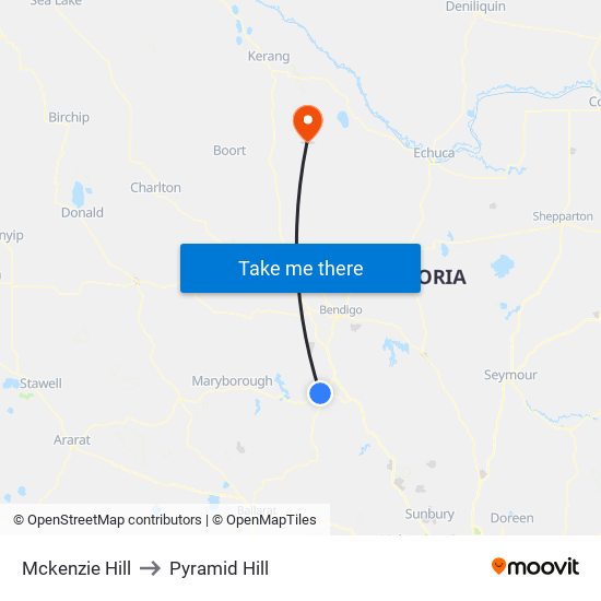 Mckenzie Hill to Pyramid Hill map