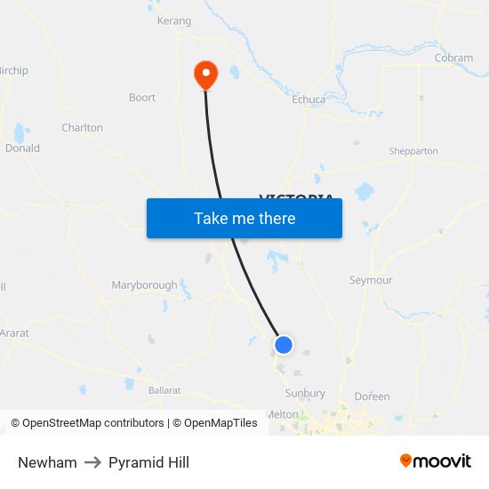 Newham to Pyramid Hill map