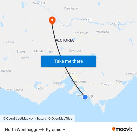 North Wonthaggi to Pyramid Hill map