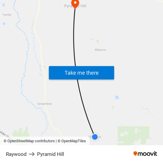 Raywood to Pyramid Hill map
