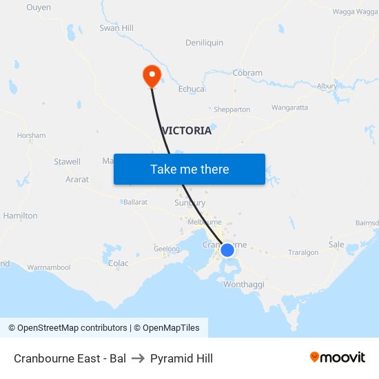 Cranbourne East - Bal to Pyramid Hill map