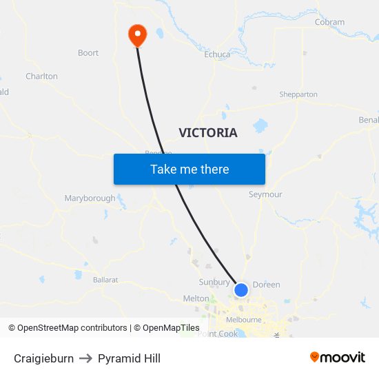 Craigieburn to Pyramid Hill map