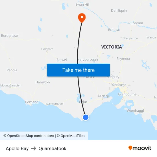Apollo Bay to Quambatook map