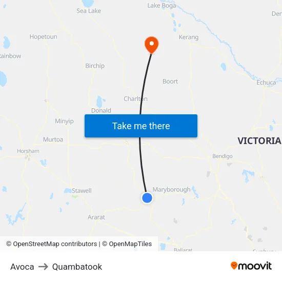 Avoca to Quambatook map