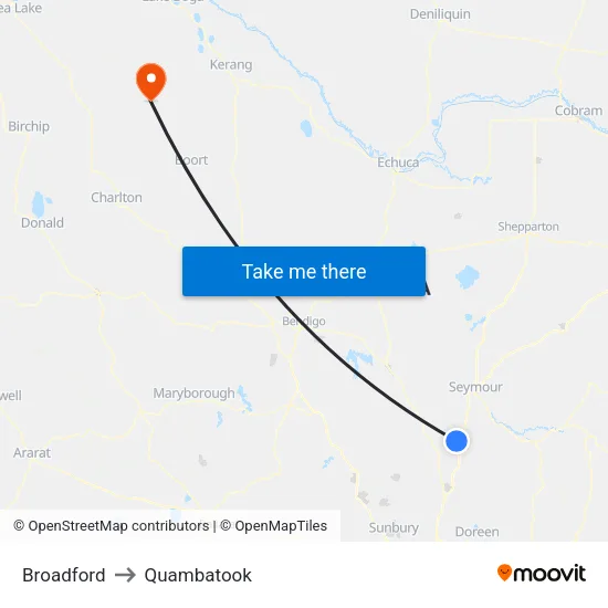 Broadford to Quambatook map