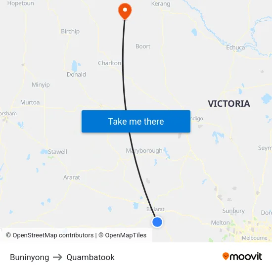 Buninyong to Quambatook map