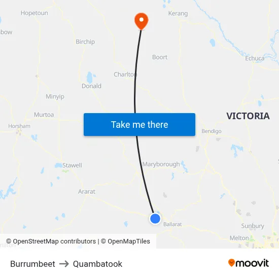 Burrumbeet to Quambatook map