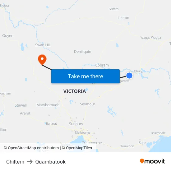 Chiltern to Quambatook map