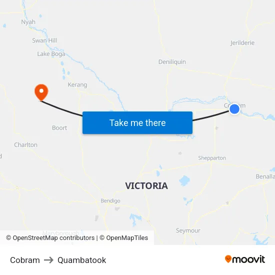 Cobram to Quambatook map