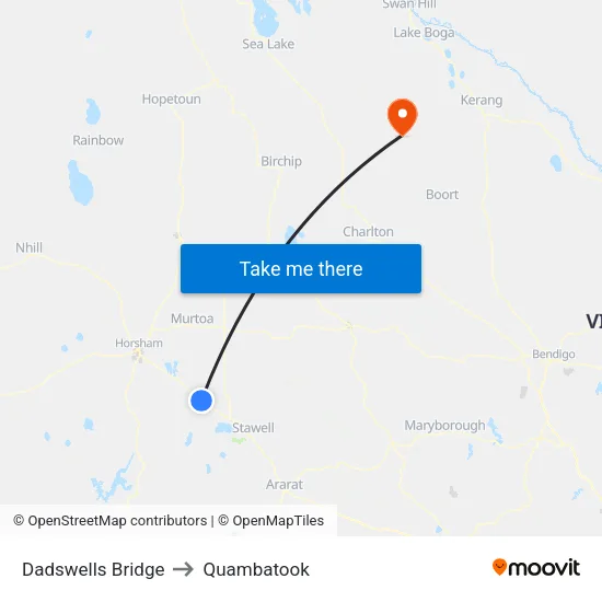Dadswells Bridge to Quambatook map