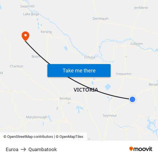 Euroa to Quambatook map