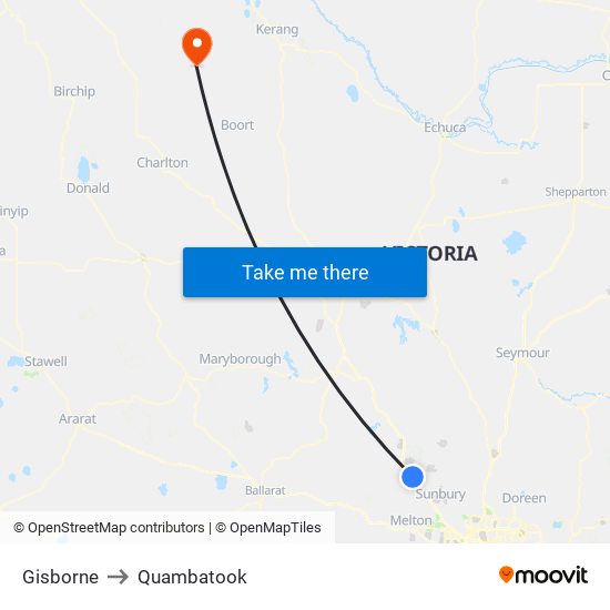 Gisborne to Quambatook map