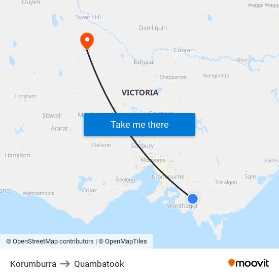 Korumburra to Quambatook map