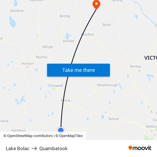 Lake Bolac to Quambatook map