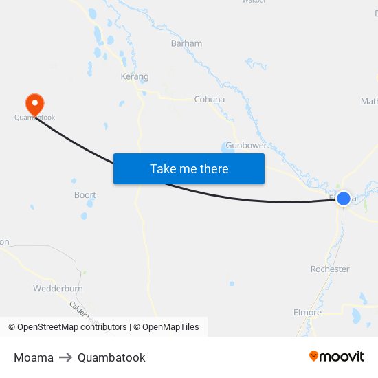 Moama to Quambatook map