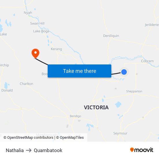 Nathalia to Quambatook map