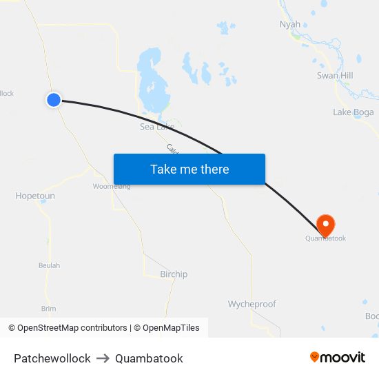 Patchewollock to Quambatook map