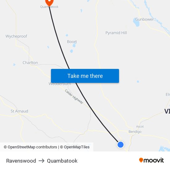 Ravenswood to Quambatook map